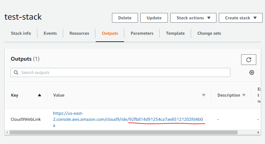 CloudFormation output weblink.