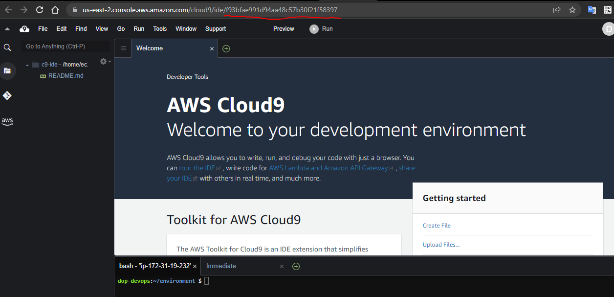 Terraform Cloud9 IDE image.
