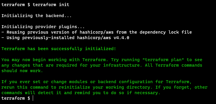 Terraform init image.