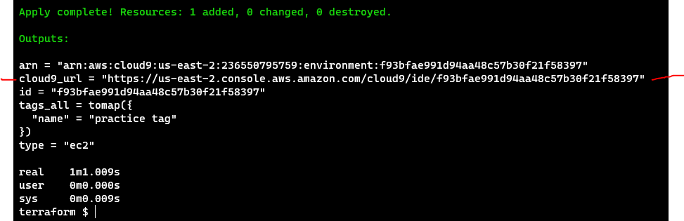 Terraform output image.